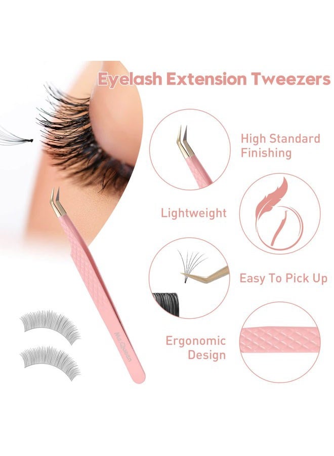 Ms.Queen Lash Tweezers for Eyelash Extensions,Precision 4Pcs Fiber Tip Grip 45 90 Degree Boot Dolphin Isolation Eyelash Tweezers Set (Boot+45 Degree+90 Degree+Curved) - Image 3